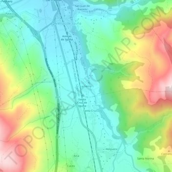 Mapa topográfico La Serna, altitude, relevo