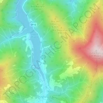 Mapa topográfico Giacchini, altitude, relevo