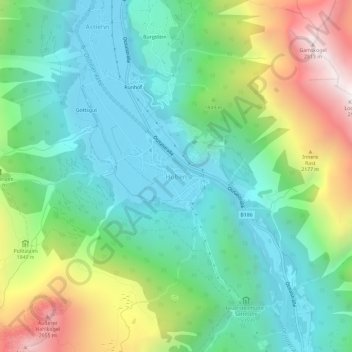 Mapa topográfico Huben, altitude, relevo