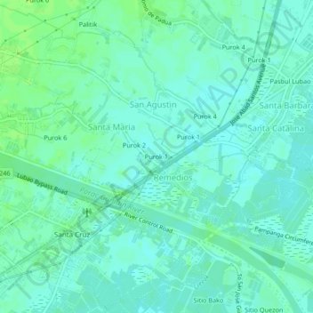 Mapa topográfico Purok 1, altitude, relevo