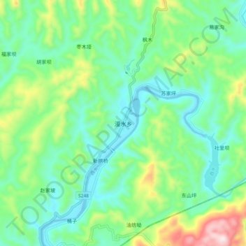 Mapa topográfico 漫水乡, altitude, relevo