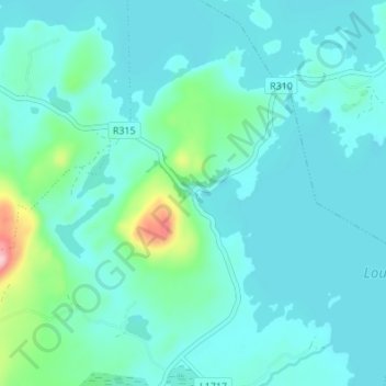 Mapa topográfico Pontoon, altitude, relevo
