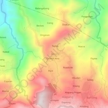 Mapa topográfico Alno, altitude, relevo