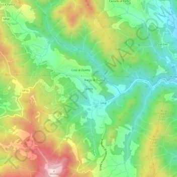 Mapa topográfico Dudda, altitude, relevo