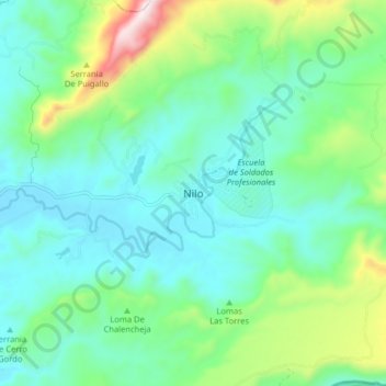 Mapa topográfico Nilo, altitude, relevo