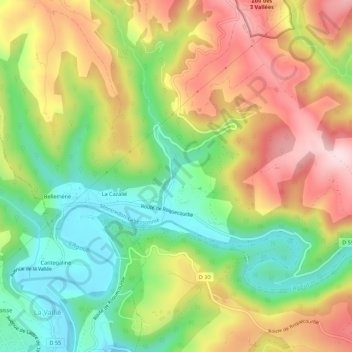 Mapa topográfico Monsarrat, altitude, relevo