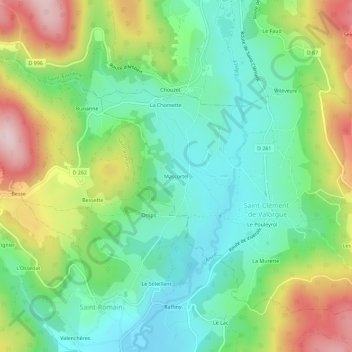 Mapa topográfico Mascortel, altitude, relevo
