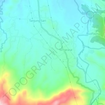 Mapa topográfico Sirnasari, altitude, relevo