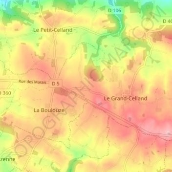 Mapa topográfico Launay, altitude, relevo