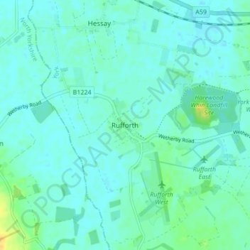 Mapa topográfico Rufforth, altitude, relevo