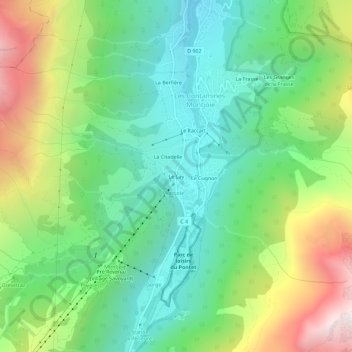 Mapa topográfico Le Lay, altitude, relevo