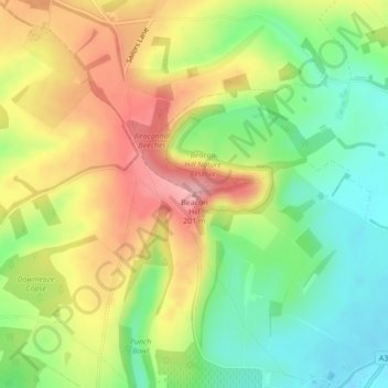 Mapa topográfico Beacon Hill, altitude, relevo