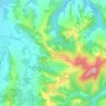 Mapa topográfico Ca' Foscolo, altitude, relevo