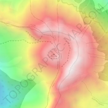 Mapa topográfico Galeras, altitude, relevo