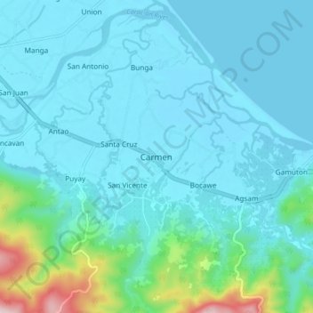 Mapa topográfico Carmen, altitude, relevo
