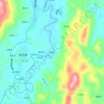 Mapa topográfico 板孟屯, altitude, relevo