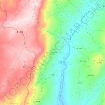 Mapa topográfico Sobral Pichorro, altitude, relevo