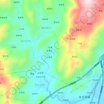 Mapa topográfico 阮家塆, altitude, relevo