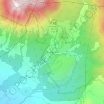 Mapa topográfico Langkaan, altitude, relevo