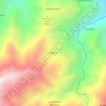 Mapa topográfico El Anime, altitude, relevo