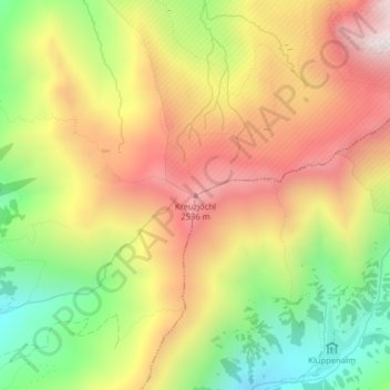 Mapa topográfico Kreuzjöchl, altitude, relevo