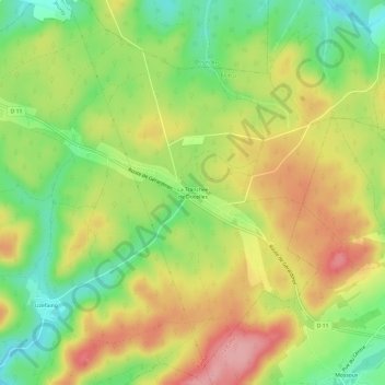 Mapa topográfico La Tranchée de Docelles, altitude, relevo