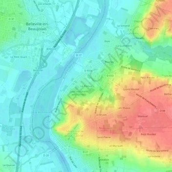 Mapa topográfico Le Peleux, altitude, relevo