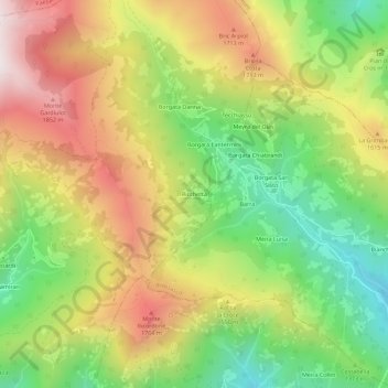 Mapa topográfico Ricchetta, altitude, relevo