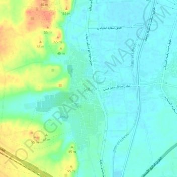 Mapa topográfico سقارة, altitude, relevo