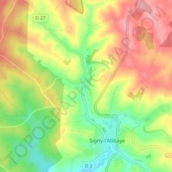 Mapa topográfico Librecy, altitude, relevo