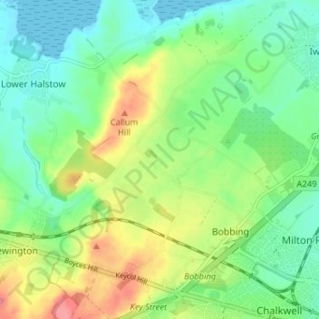 Mapa topográfico Great Norwood, altitude, relevo