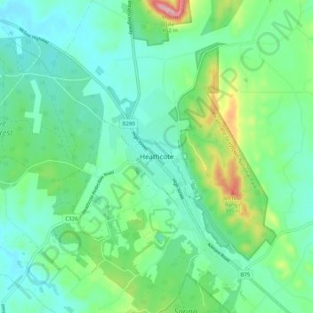 Mapa topográfico Heathcote, altitude, relevo