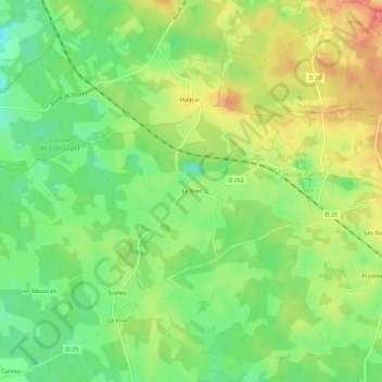 Mapa topográfico Le Bret, altitude, relevo