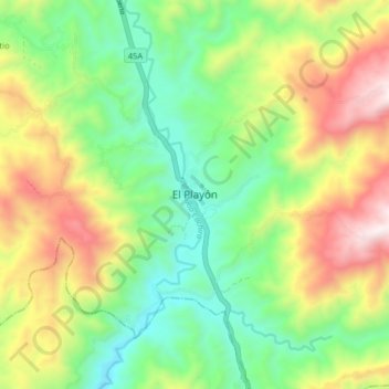 Mapa topográfico El Playón, altitude, relevo