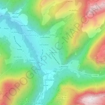 Mapa topográfico Le Villard, altitude, relevo