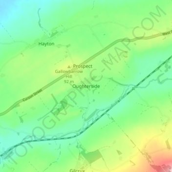 Mapa topográfico Oughterside, altitude, relevo
