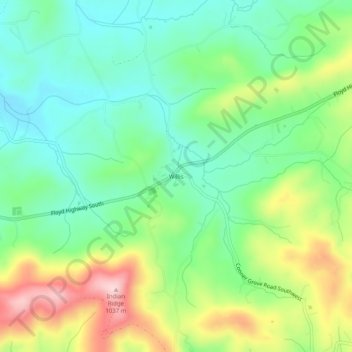 Mapa topográfico Willis, altitude, relevo