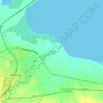 Mapa topográfico La Boca, altitude, relevo