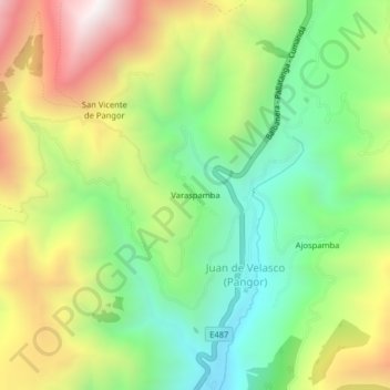 Mapa topográfico Varaspamba, altitude, relevo