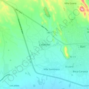 Mapa topográfico Cañafistol, altitude, relevo