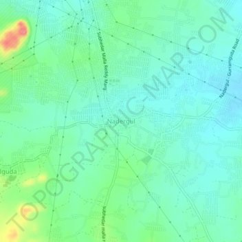 Mapa topográfico Nadergul, altitude, relevo