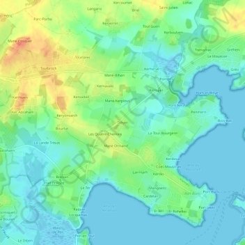 Mapa topográfico Tréver, altitude, relevo