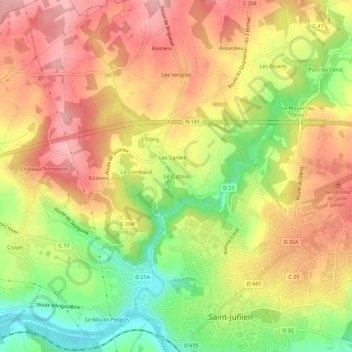Mapa topográfico Le Cussou, altitude, relevo