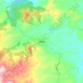 Mapa topográfico Tobba, altitude, relevo