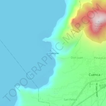 Mapa topográfico Lumampao, altitude, relevo