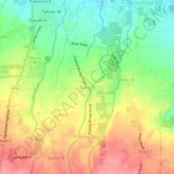 Mapa topográfico Balite I, altitude, relevo
