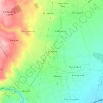 Mapa topográfico San Pedro, altitude, relevo