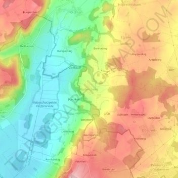 Mapa topográfico Rudersberg, altitude, relevo