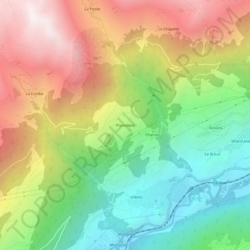 Mapa topográfico Planvillard, altitude, relevo