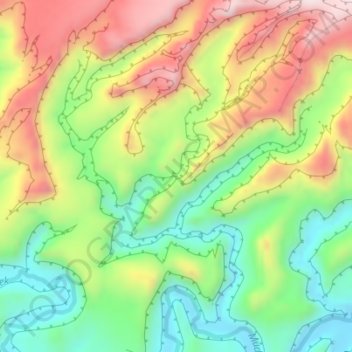 Mapa topográfico Bighorn Falls, altitude, relevo
